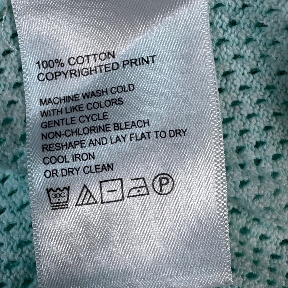 Tommy Bahama Sweater Women Medium Aqua Tropical Leaf Print V-Neck Cotton Knit - Picture 8 of 8